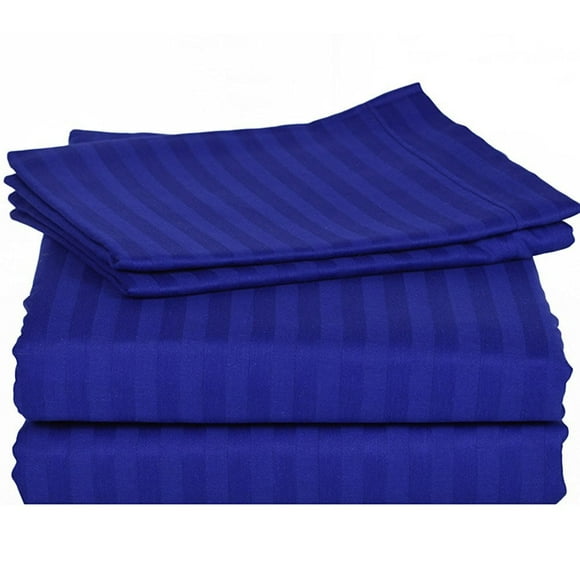 Bedding Series Sleeper Sofa Bed Sheet Set ( Stripe ) Egyptian Cotton 500 Thread Count Royal Blue ( Full Size 54"x72"x 8" )