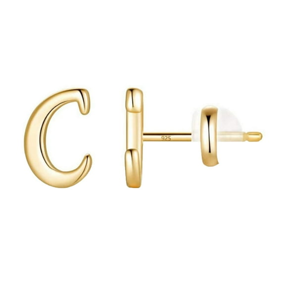 Fiaya Women Creative Fashion Earrings for Women, Gold 26 English Letters Earrings, Jewelry Gifts for Daughter Sister (C)