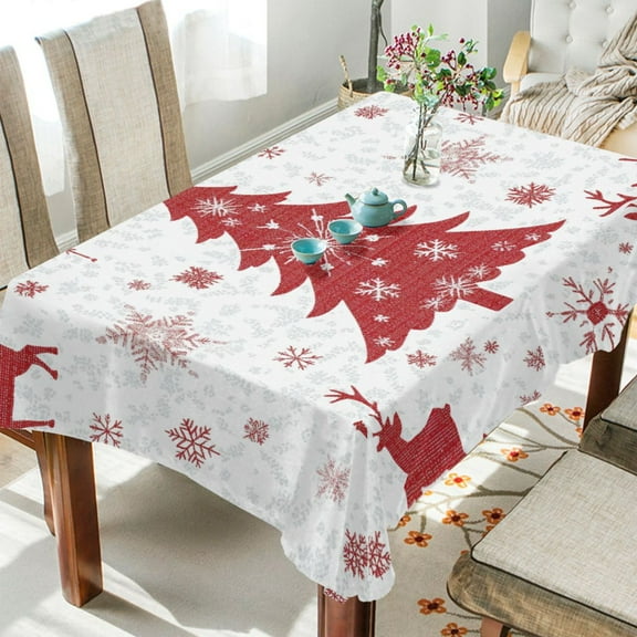 BZSMCE Square Tablecloth Chrismas Snowflake Pattern Tableclothes