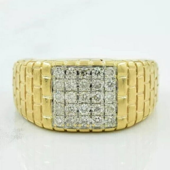 2Ct Round Cut Lab Created Diamond Men's Wedding Band Engagement Ring 14K Yellow Gold Plated Sterling Silver