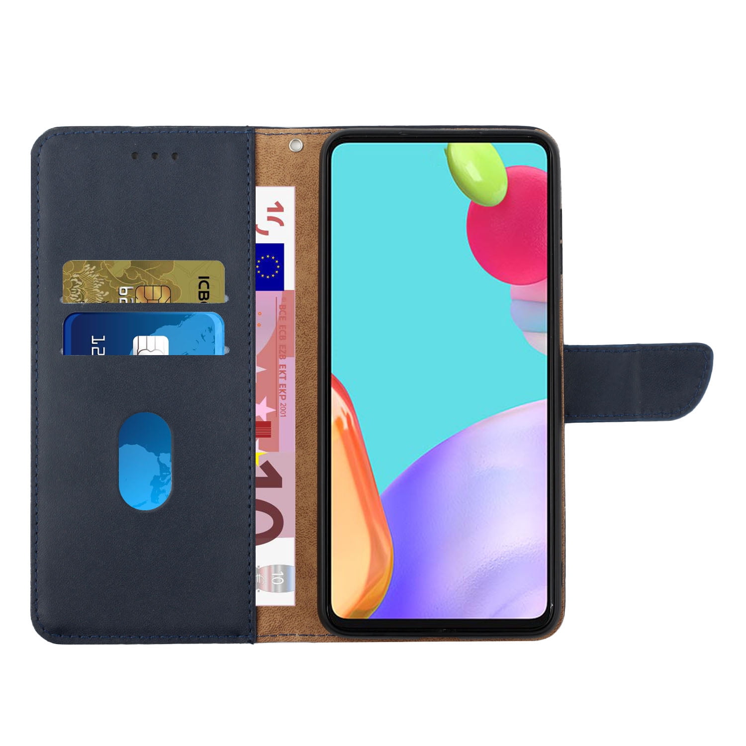 Wallet Case for Motorola Edge 2025, Shockproof Genuine Leather Magnetic Flip Cover with Card Holder, Classic Stand Feature and Full Body Protection Slim Phone Cover for Motorola Edge 2025, Blue
