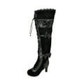 thumbnail image 2 of Lilgiuy Women's Bow Tie Ultra High Heel Lace Up Punk Side Zipper Over The Knee Boots, 2 of 4