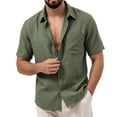 thumbnail image 4 of Cmfcve Men's Linen Shirts Short Sleeve Button Down Shirts Wrinkle Resistant Casual Vacation Beach Summer Tops, 4 of 5