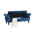 thumbnail image 5 of 63" Storage Bench Ottoman, Velvet Multifunctional Rectangular Sofa Stool Buttons Tufted with Nailhead Trimmed & Solid Wood Legs & One Pillow, Bed Bench for Bedroom Living Room Entryway, Blue, 5 of 5