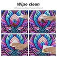 thumbnail image 4 of WERPE Boho Lotus Indian Hamsa Blue Ombre Neon Sherpa Outdoor Fitted Round Tablecloth, 36in-70in White, 4 of 7