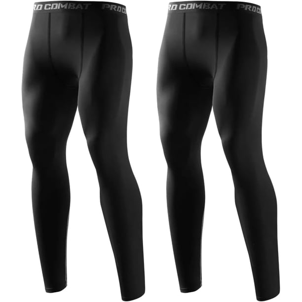 2 piezas Pantalones de Compresión para Hombre,Licra Deportiva Hombre, Leggings Deportivos Mallas Ajustada Secado Rápido, Perfecto Correr, Ciclismo,Gimnasio,Interiores y Exteriores Negro Talla única