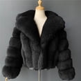 thumbnail image 5 of Olyvenn Women's Faux Fur Coat Winter Long Sleeve Cropped Jacket Open Front Fuzzy Fluffy Furry Cardigan Short Coat Outwear Black S, 5 of 5