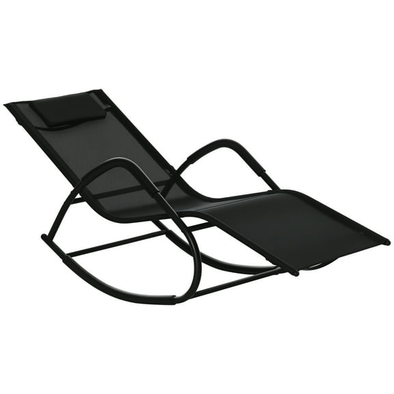 Outsunny Garden Rocking Sun Lounger Outdoor Zero-Gravity Reclining Rocker Lounge Chair for Patio, Deck, Poolside Sunbathing, Black