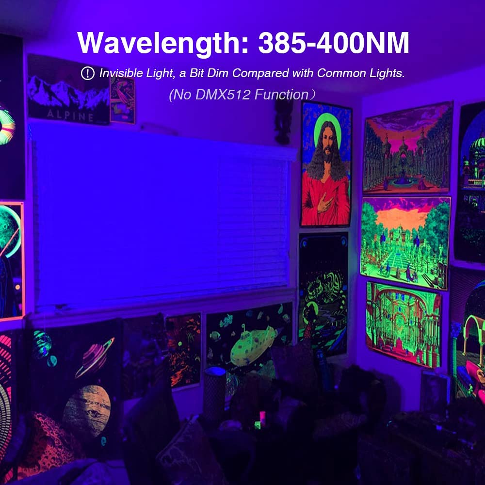 XH 2 Pack 30W LED Black Lights, Blacklight Flood Light with Plug, IP66 Waterproof, for Halloween Party, Glow in The Dark, Stage Lighting, Aquarium, Body Paint, Fluorescent Poster, Neon Glow,Black
