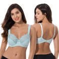 thumbnail image 6 of Curve Muse Plus Size Unline Minimizer Underwire Bra with Embroidery Lace-3Pack-YELLOW,Hunter Green,Light BLUE-34DDD, 6 of 7