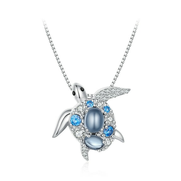 Sea Turtle Necklace - 925 Silver Adjustable Chain Delicate Pendant Jewelry for Women