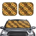 thumbnail image 2 of Windshield Sun Shade, Yellow Black Plaid Sunflower Foldable Car Sun Shade Windshield For Front, 2 Pieces, 2 of 4