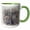 Green/White, variant on 3drose, Image of Watercolor Cabin in the Snowy Pine Trees Scene, 11oz Two-tone Red Mug
