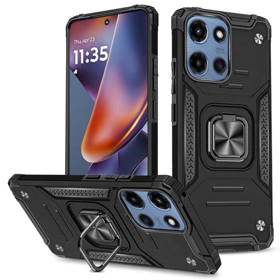 For Motorola Moto G 5G 2025 XT2513V Robust Kickstand Phone Case Cover - Black