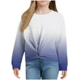 thumbnail image 4 of Kids Long Sleeve Shirts Girls Tshirt with Knot in Front Gradient Shirts Crew Neck Blouse Top Basic Tops Pullover Tee, 4 of 9