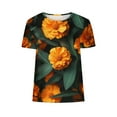 thumbnail image 4 of Hvot&aat Women Fashion Summer 3D Floral Printed T-Shirt Loose Round Neck Short Sleeve Pullover Comfort Regular Fit Blouses, 4 of 4