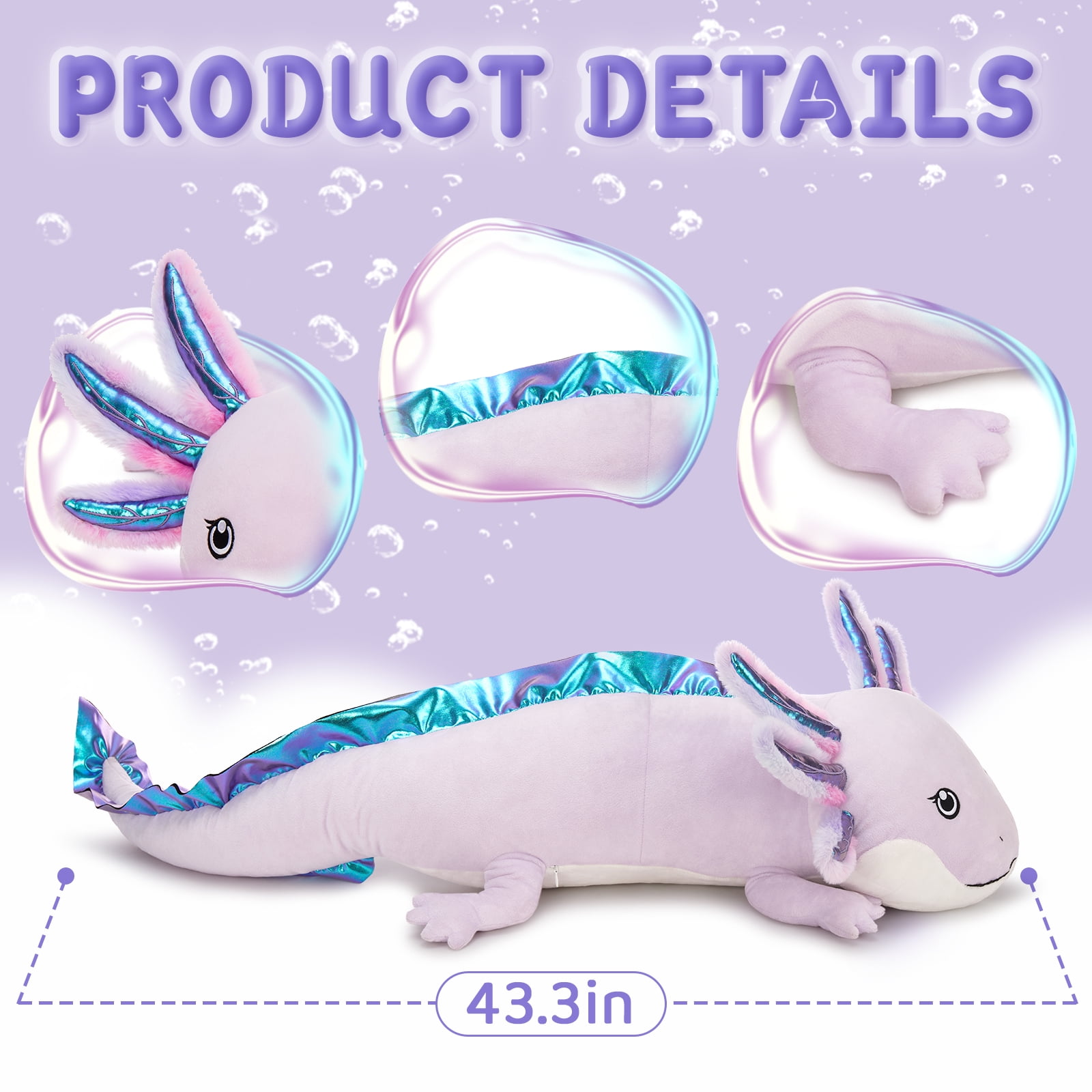 MaoGoLan 43.3 inch Long Axolotl Plush Pillow Axolotl Stuffed Animal Plush Toy Stuffed Net Toys