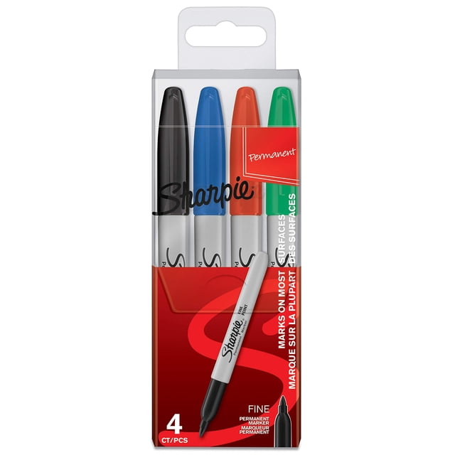 Marcadores Permanentes Sharpie Paquete de 4 Puntas Finas Colores Surtidos