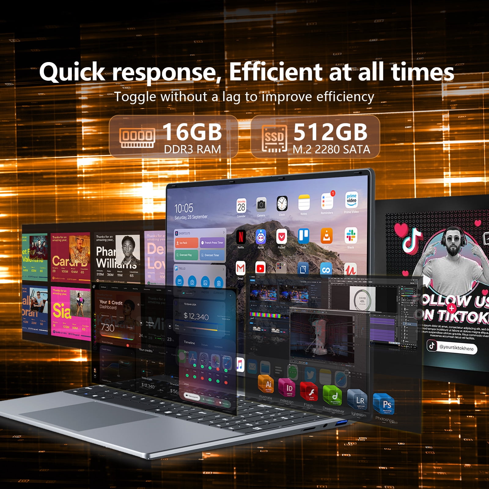 KUU i5 Gaming laptop 15.6" FHD Thin Business Laptop, Intel Core i5-7Y54, 16GB ddr4,512GB SSD, Backlit keyboard Windows 11 Silver