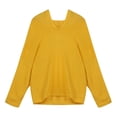 thumbnail image 6 of MRULIC winter coats for women Long Sleeves Size Solid Tops Color Hood Large Sweater Fashion Women Loose SweaterWomen's Sweater Coat Yellow + US:14, 6 of 8