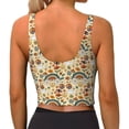 thumbnail image 3 of Haiem Mushrooms And Rainbows Peace Pattern Womens Sports Bra - U Neck Padded Low Impact Yoga Bra Workout Crop Top Gym Moisture-Wicking Workout Vest -, 3 of 9