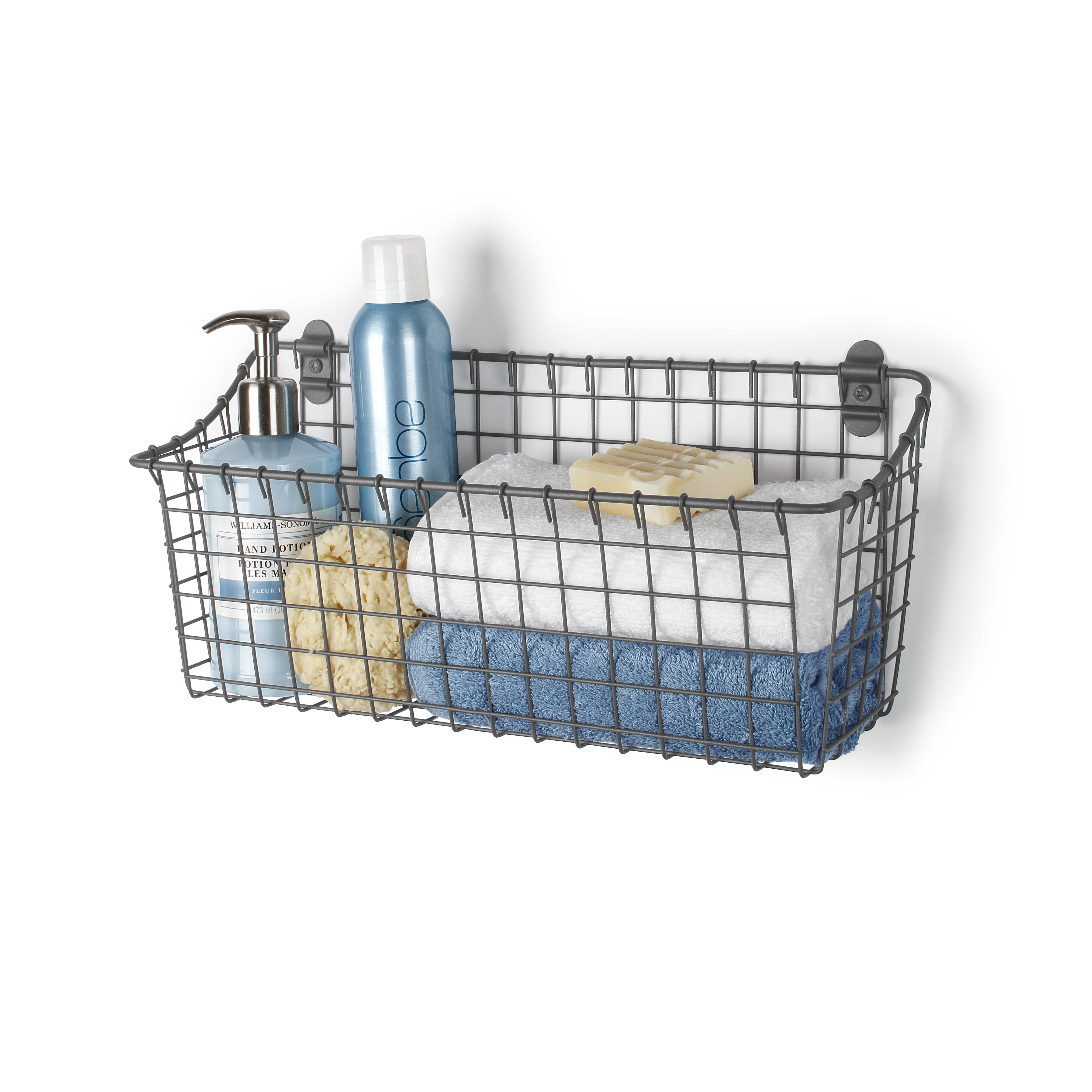 Spectrum Diversified Steel Wire Vintage Cabinet and Wall Mount Storage Basket, Large, Industrial Gray