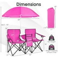 thumbnail image 2 of CRXX Double Camping Chair with Canopy, Folding Camp Chairs w/Cup Holder, Cooler & Carry Bag, Table, Side Pocket, 2 Person Portable Beach Chair with Umbrella, for Picnic Fishing (Pink), 2 of 18