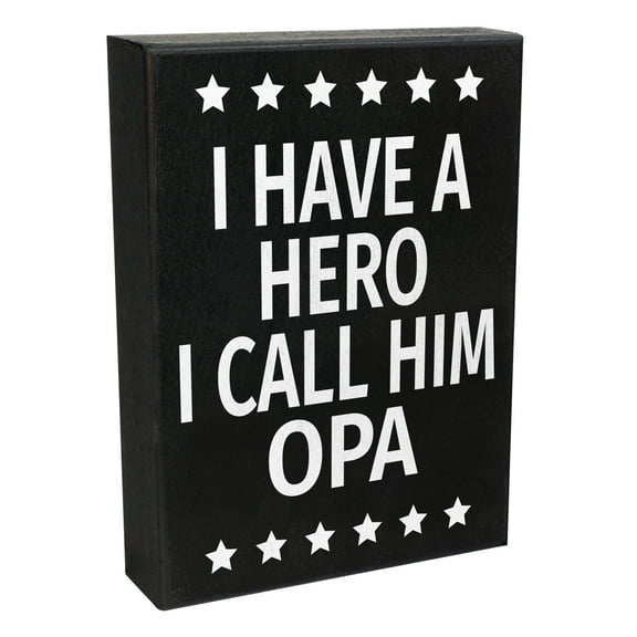 JennyGems I Have a Hero I Call Him Opa Sign, 6x8 Inch Wood Sign, Gifts for Opa, Opa Gifts From Grandchildren, Opa Decor, Opa Gifts for Grandpa, Made in USA