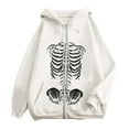 thumbnail image 4 of Women's Y2K Zip Up Hoodie Oversized Streetwear Skeleton Graphic Pullover Casual Soft Fleece Jacket Style Athletic Comfort Fit Harajuku Upper Garment, 4 of 4