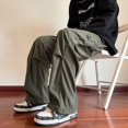 thumbnail image 4 of Pantalones cargo de pana nuevos de 2024 para hombre, pantalones holgados de pierna ancha estilo vintage Y2K, pantalones casuales rectos de calle verde, pantalones para hombre, 4 of 5