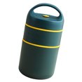 thumbnail image 2 of Tarro de comida aislado de acero inoxidable 304, 680 ml, contenedor de almacenamiento de alimentos al vacío portátil de 2 niveles para almuerzo, desayuno, sopa, avena, verde oscuro, 2 of 5