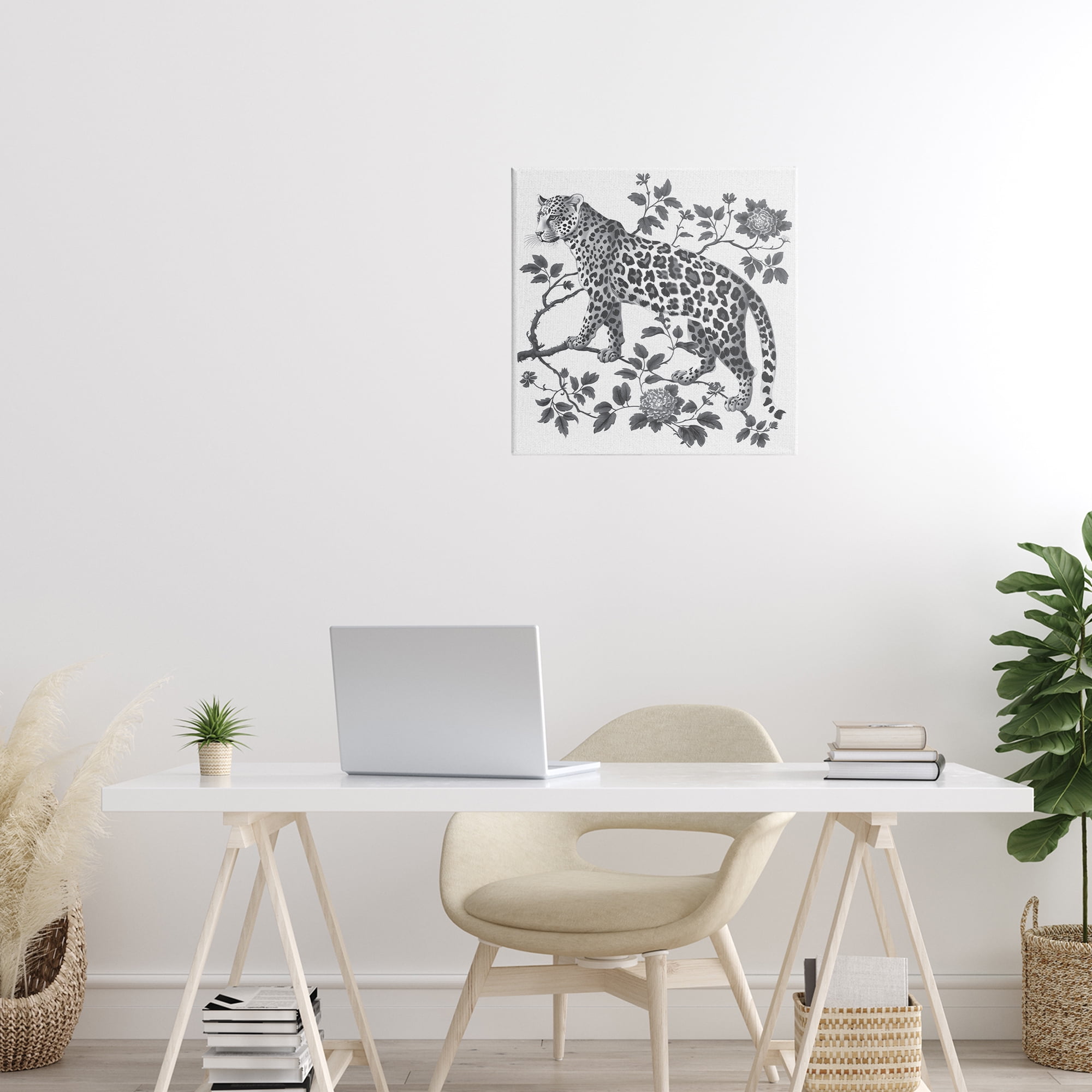 Monochrome Detail Leopard Canvas Wall Art, design by Lettered and Lined