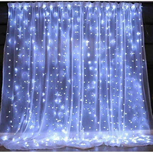 Rideau String Lights 300 LED Lumières de Fenêtre pour les Fêtes de Noël  Chambre à Coucher Patio de Mariage Décoratif Intérieur Extérieur 8 Modes  Rideaux 