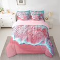 thumbnail image 2 of Erosebridal Ocean Wave Bedding King Size, Pink Blossoms Bed in a Bag King size, Romantic Beach Reversible Bed Set, Breathable Room Decoration, 7 Pieces, 2 of 6