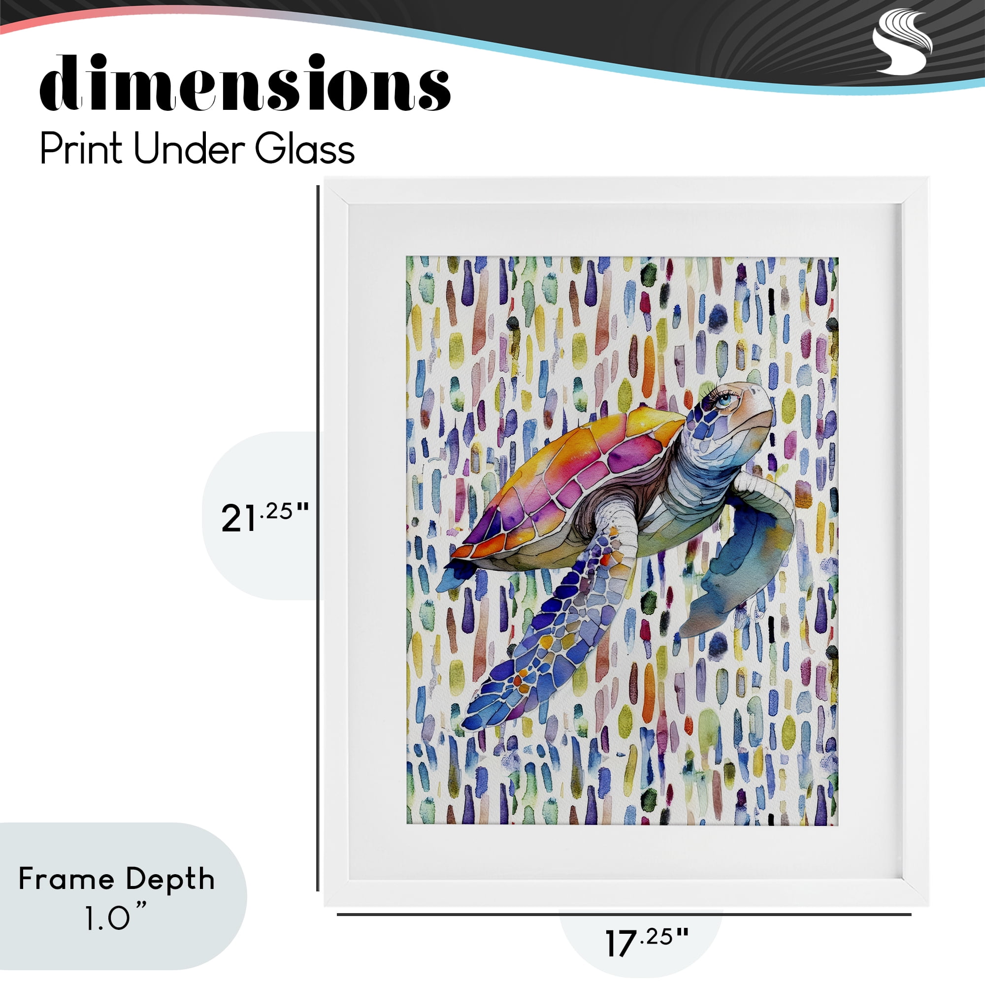 Stupell Industries Turtle on Colorful Dots White Framed Print Under Glass, design by Shelly Craig