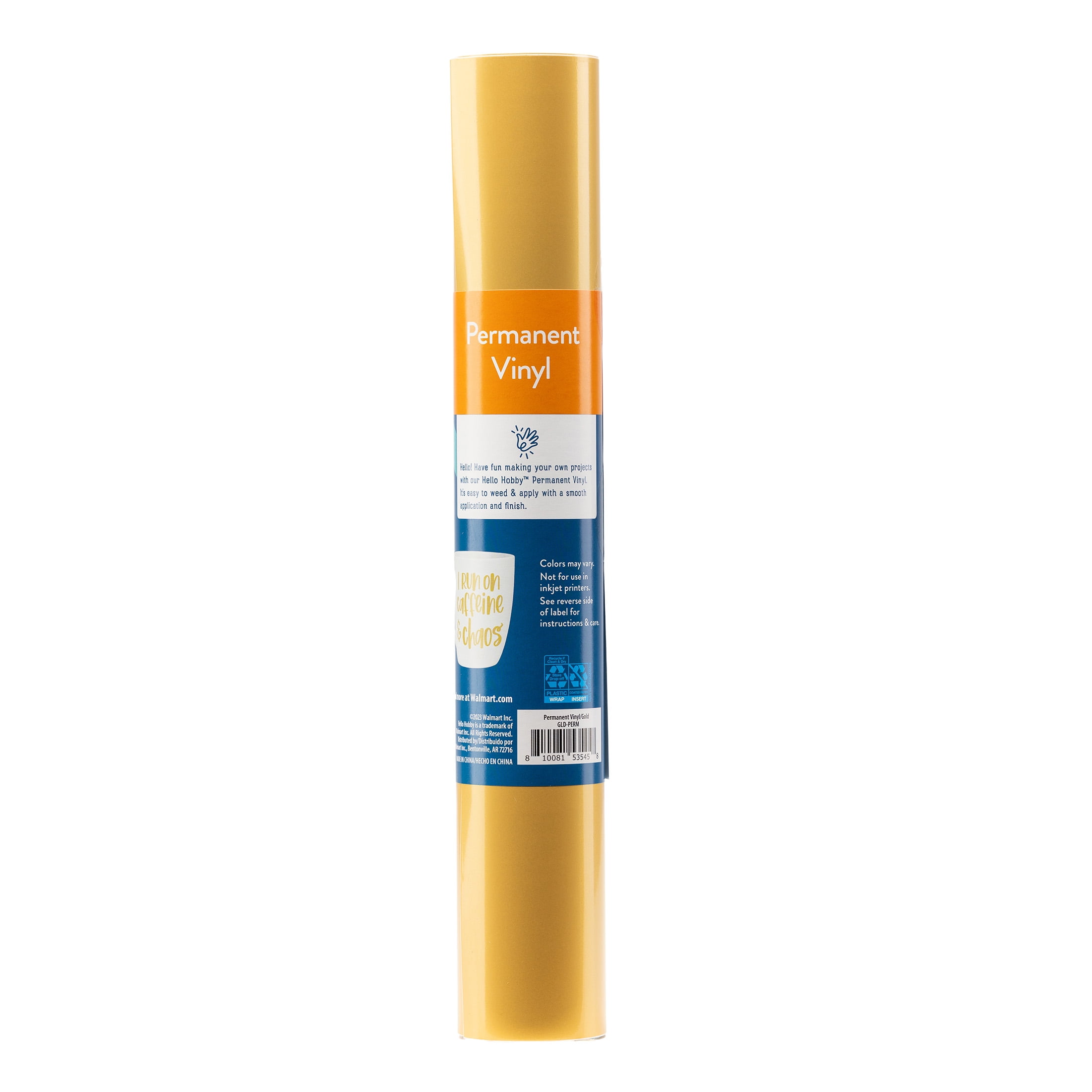 Hello Hobby 12" x 4' Gold Permanent Craft Vinyl Roll