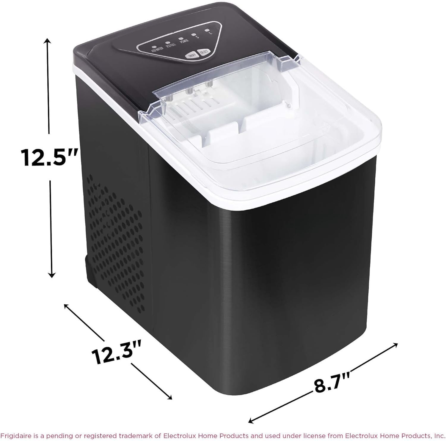 EFIC123-SSBLACK Compact Countertop Ice Maker, 26lbs of Ice per Day, Black Stainless