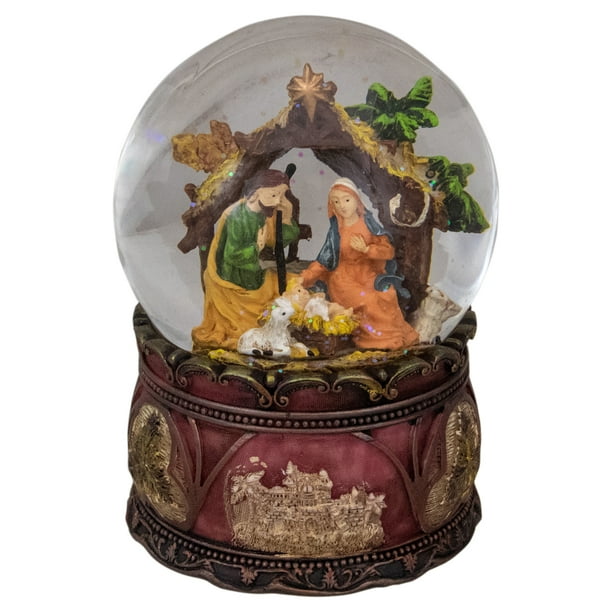 5.75" Holy Family Nativity Scene Christmas Snow Globe