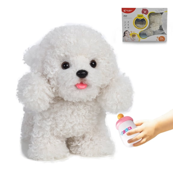 CU-MATE 12" Electric Plush Poodle Dog Toys, Electronic Stuffed Animal Dog Toy, Interactive Wuffy Robot Puppy, Walking, Talking, Barking & Wagging Tail, Gifts for Boys and Girls
