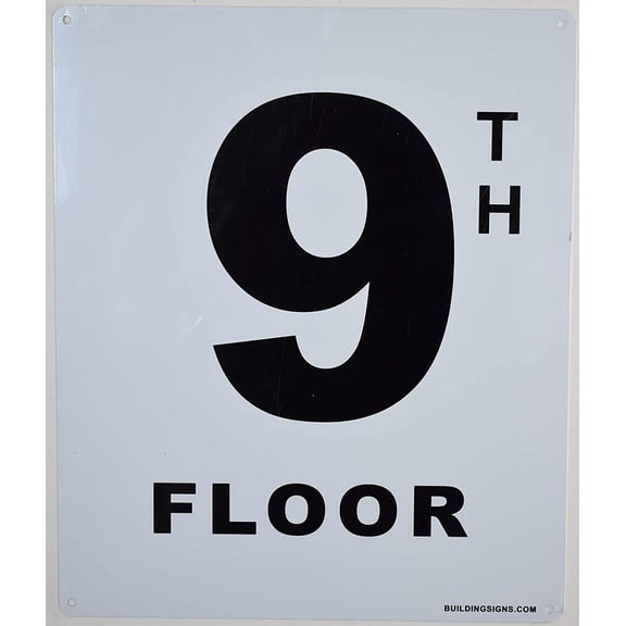 9th Floor Sign (White, Rust Free Aluminium 10X12)-Grand Canyon Line(ref-2022-4)