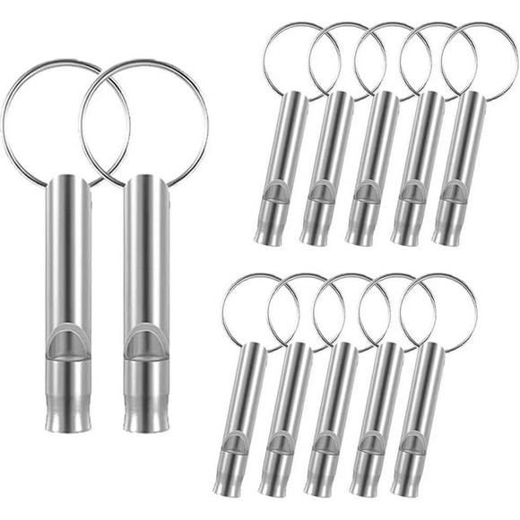 HNZHSL 12 Pcs Silbato de Emergencia Silbato de Supervivencia Silbato de Emergencia con Cordón Silbatos Aluminio con Aleación de Aluminio con Llavero Silbato de Supervivencia de Alto Decibelio Acampar