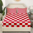 thumbnail image 2 of Erosebridal Plaid Fitted Sheet Twin Beige Red Checkerboard Bedding Geometric Checkered Bed Sheets,Aesthetic Grid Fitted Sheets Modern Room Decor 2 Pcs(No Top Sheet), 2 of 5