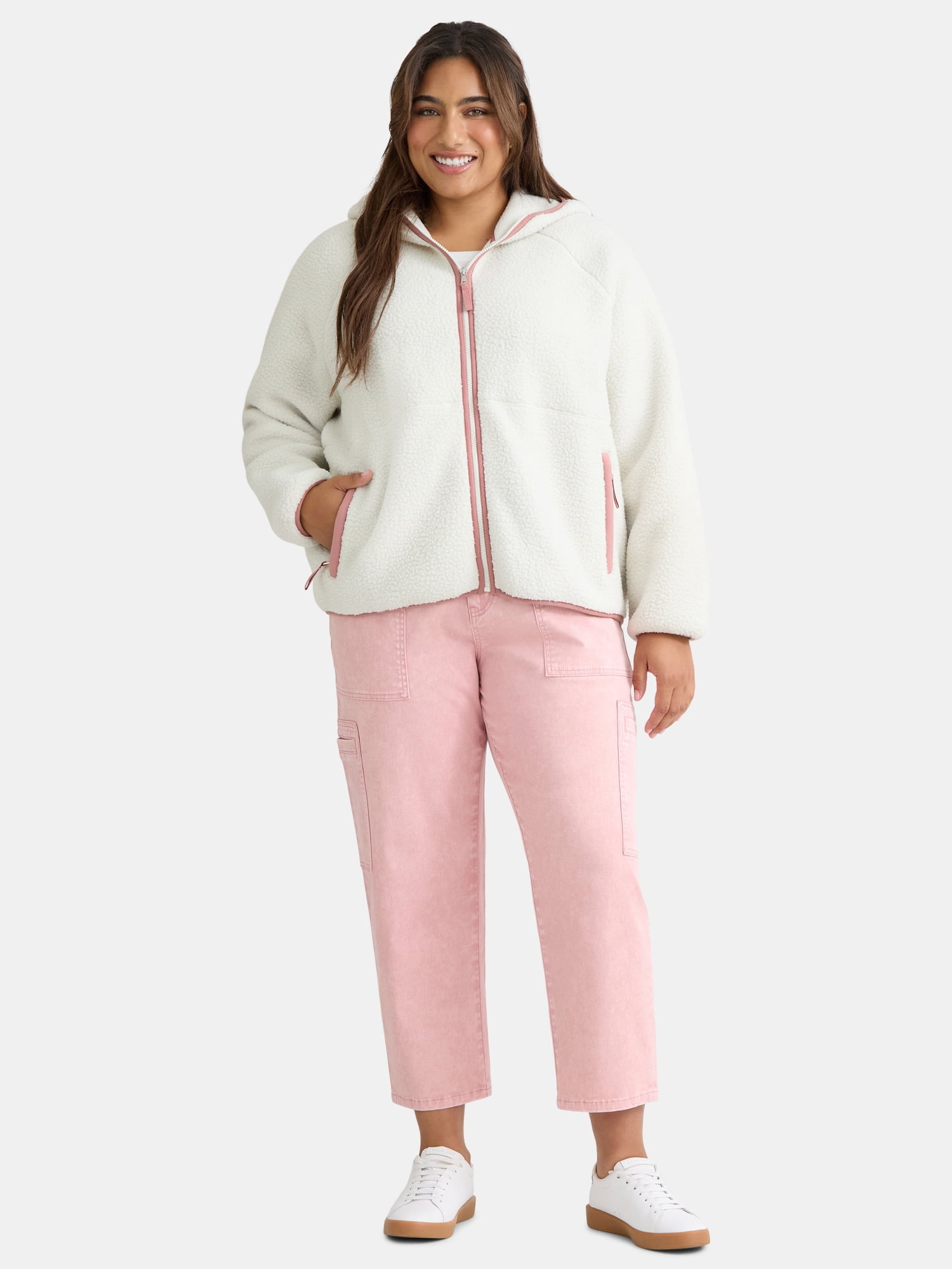 Time and Tru Women's and Women's Plus Fleece Zip Hoodie, Sizes XS-3X