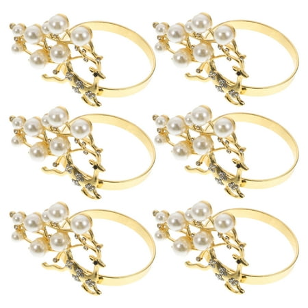

Raindrops 6Pcs Women Hosts Napkin Buckle Rings Golden Deer Modeling