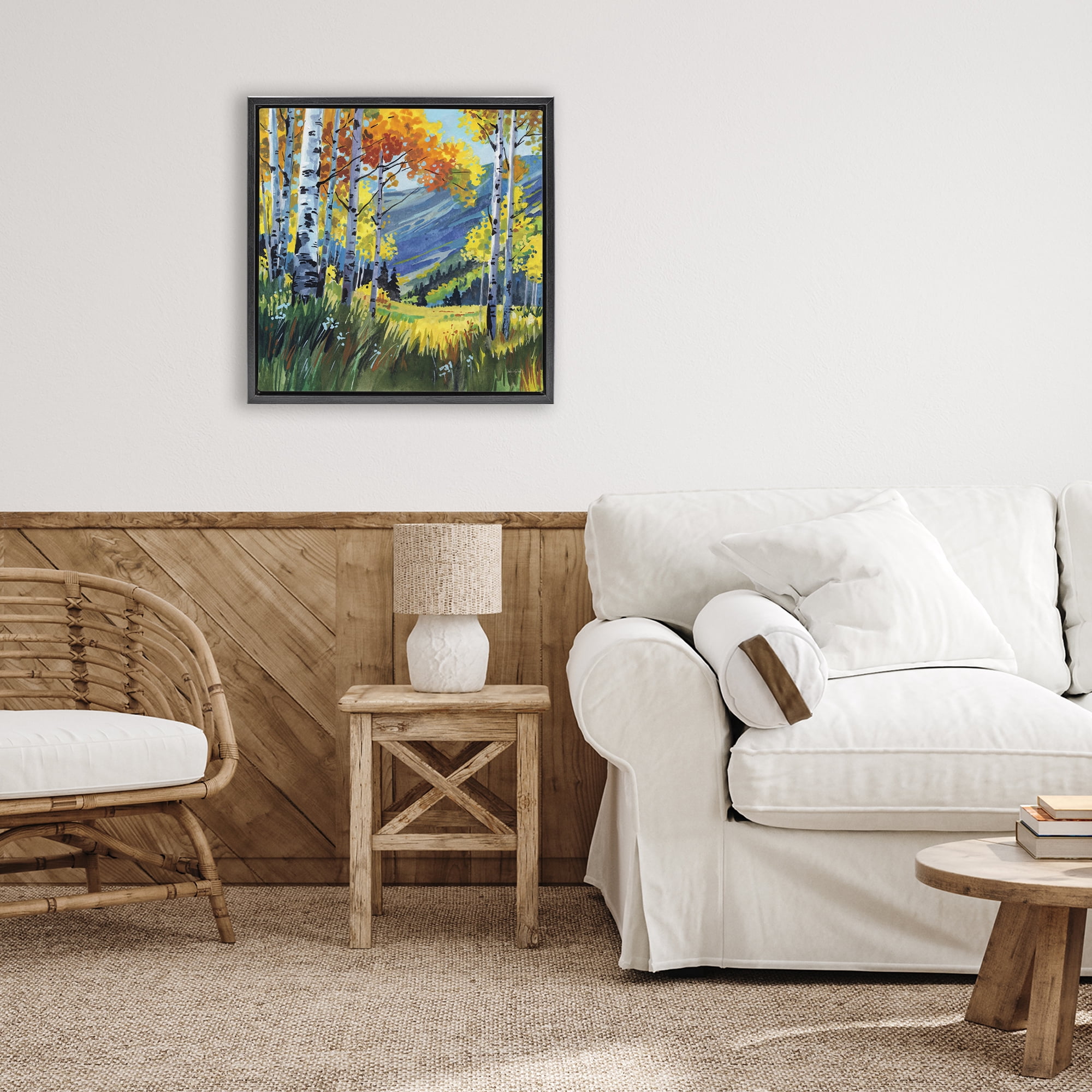 Stupell Industries Autumn Golden Birch Grove Black Framed Floater Canvas Wall Art, design by Kate Jarvik Birch
