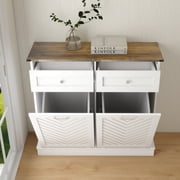 FULLWATT Dual Compartment Cabinet Trash Can, White