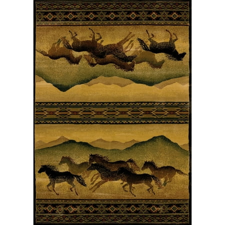 United Weavers Big Timber Galloping Horses Lodge Woven Polypropylene Area Rug or