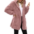thumbnail image 2 of Chaqueta de Mujer con Cremallera, Bolsillos, Sudadera Larga Extragrande con Capucha, Mangas Largas y Suave, Abrigo de Peluche Cálido Rosa S, 2 of 6