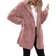 thumbnail image 2 of Chaqueta de Mujer con Cremallera, Bolsillos, Sudadera Larga Extragrande con Capucha, Mangas Largas y Suave, Abrigo de Peluche Cálido Rosa L, 2 of 6