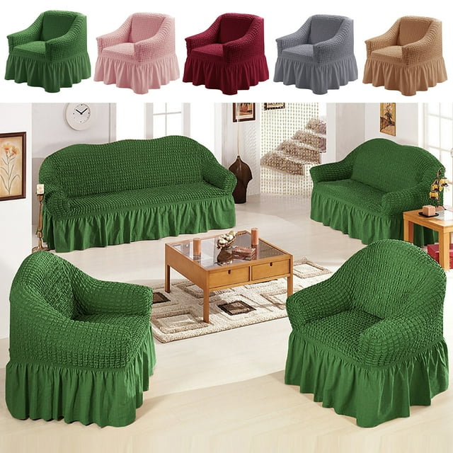 Sentmoon Large Couch Cover Couch Slip Cover Stretch Seersucker Wingback Chair Slipcover Wing Chair Slipcovers with Skirt Living Room Chair Covers Easy Suit Washable Slip Covers